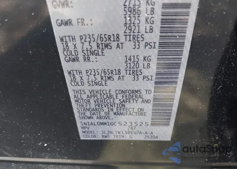 2016 Infiniti Qx60 from USA, damaged, VIN 5N1AL0MM1GC523525